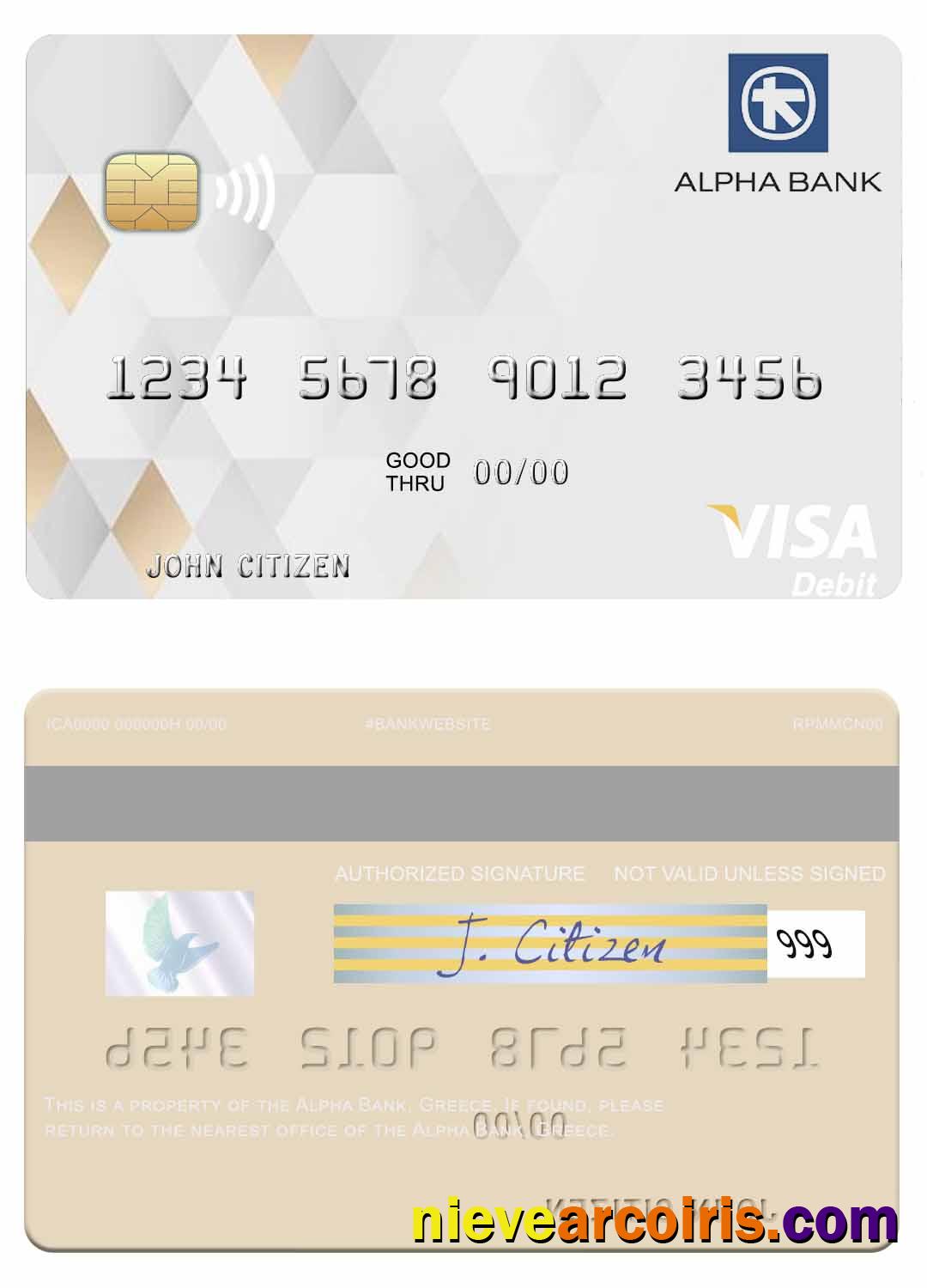 Greece Alpha Bank visa debit card